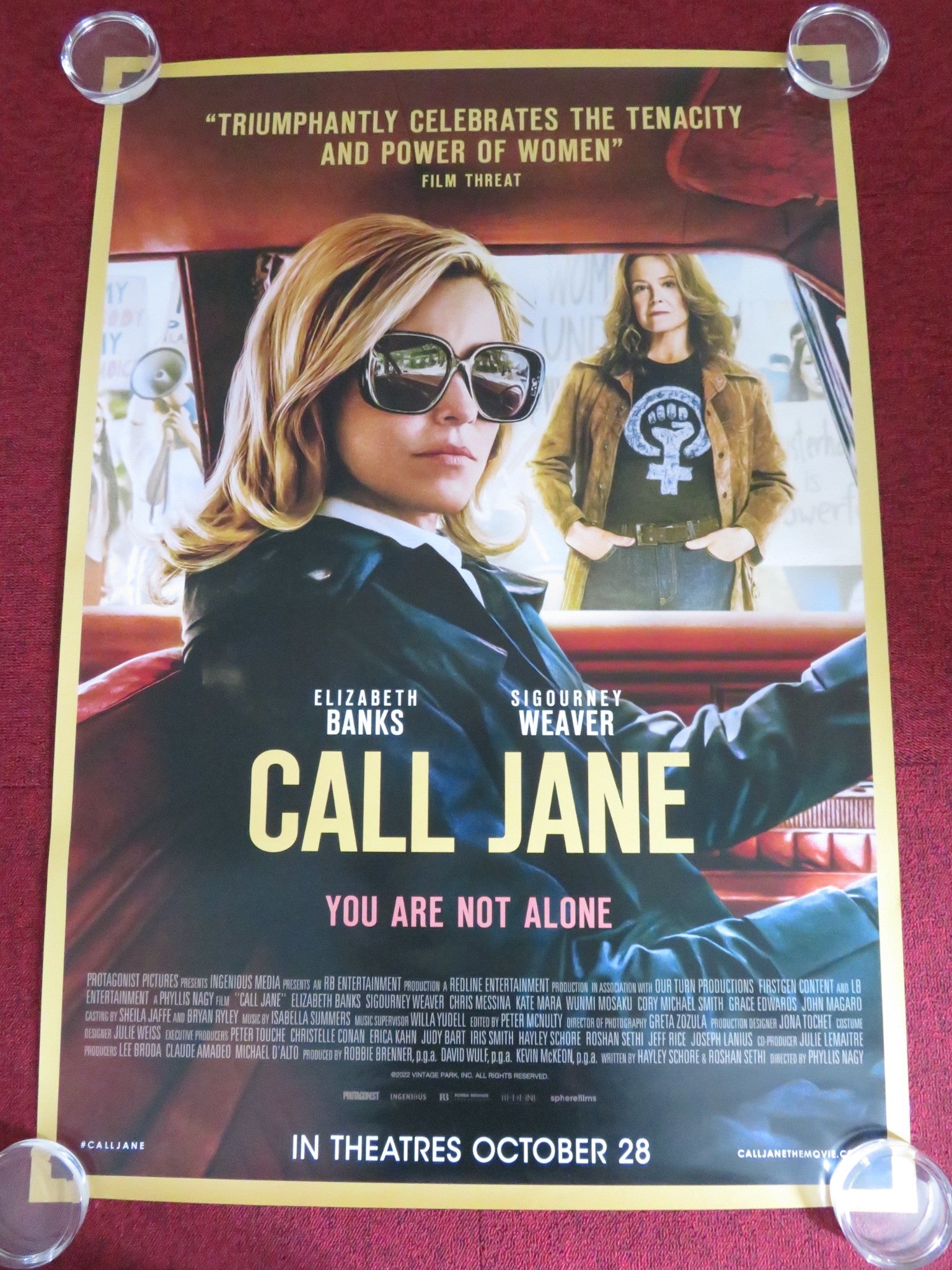 CALL JANE US ONE SHEET ROLLED POSTER ELIZABETH BANKS SIGOURNEY WEAVER 2022 Rendezvous Cinema Movie posters