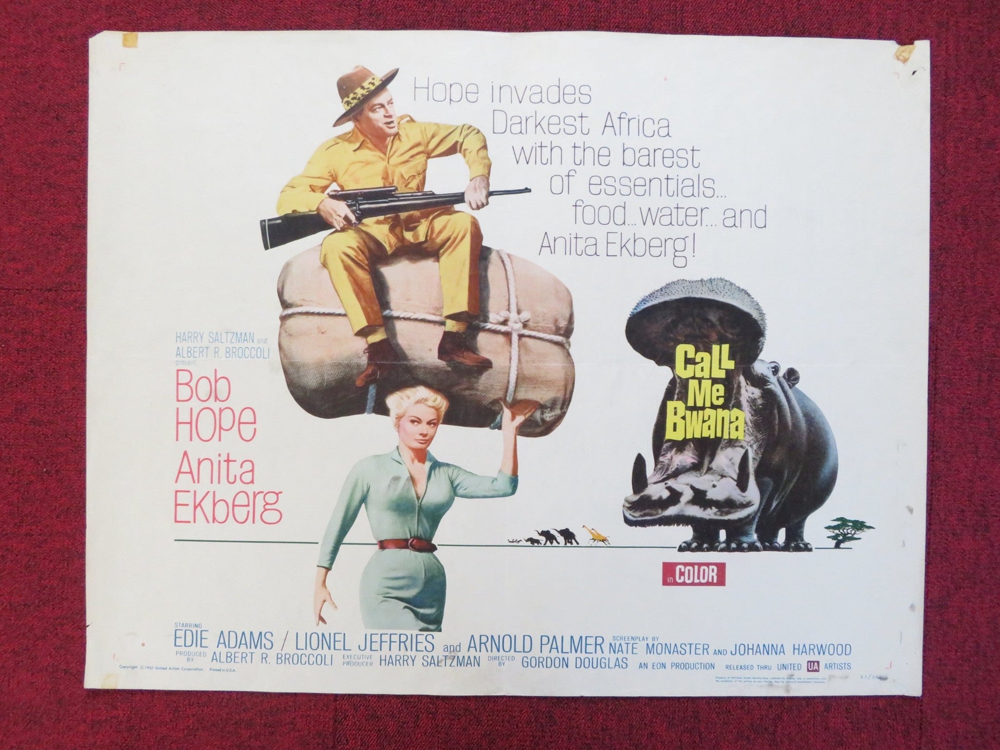 CALL ME BWANA HALF SHEET (22"x 28") POSTER BOB HOPE ANITA EKBERG 1962 Rendezvous Cinema Movie posters