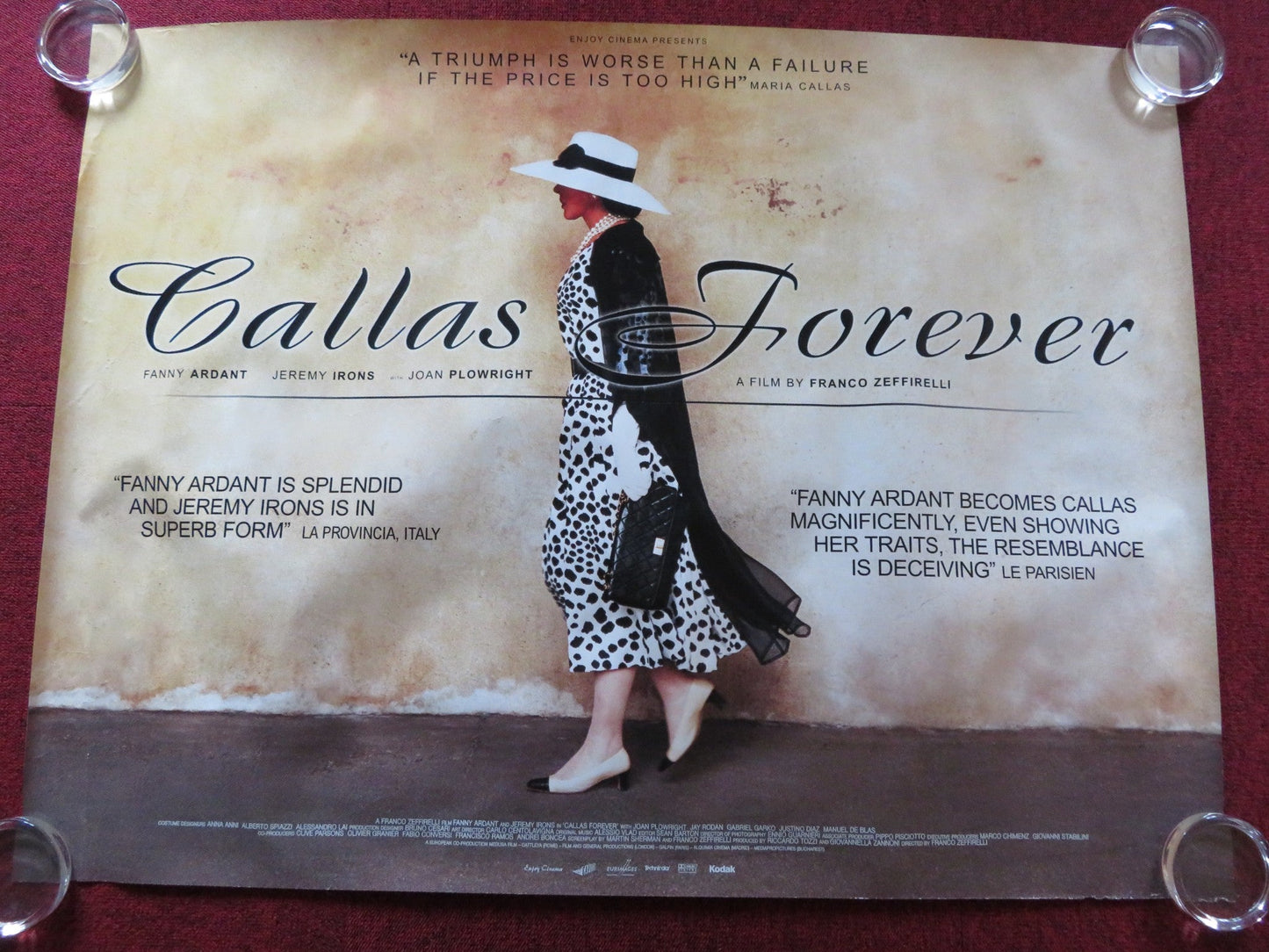 CALLAS FOREVER UK QUAD (30"x 40") ROLLED POSTER FANNY ARDANT JEREMY IRONS 2002 Rendezvous Cinema Movie posters