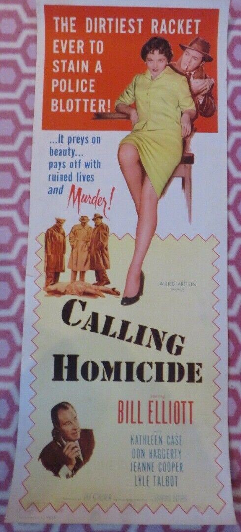 CALLING HOMICIDE US INSERT (14"x 36") POSTER BILL ELLIOTT KATHLEEN CASE 1956 - Rendezvous Cinema
