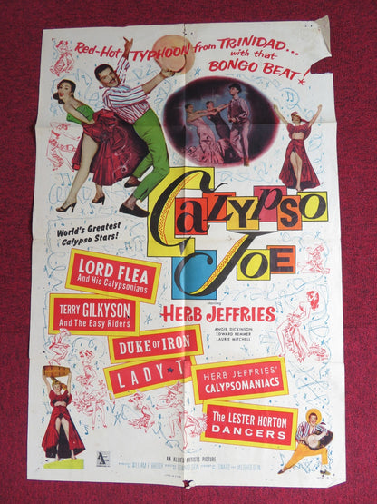CALYPSO JOE FOLDED US ONE SHEET POSTER HERB JEFFRIES ANGIE DICKINSON 1957 Rendezvous Cinema Movie posters