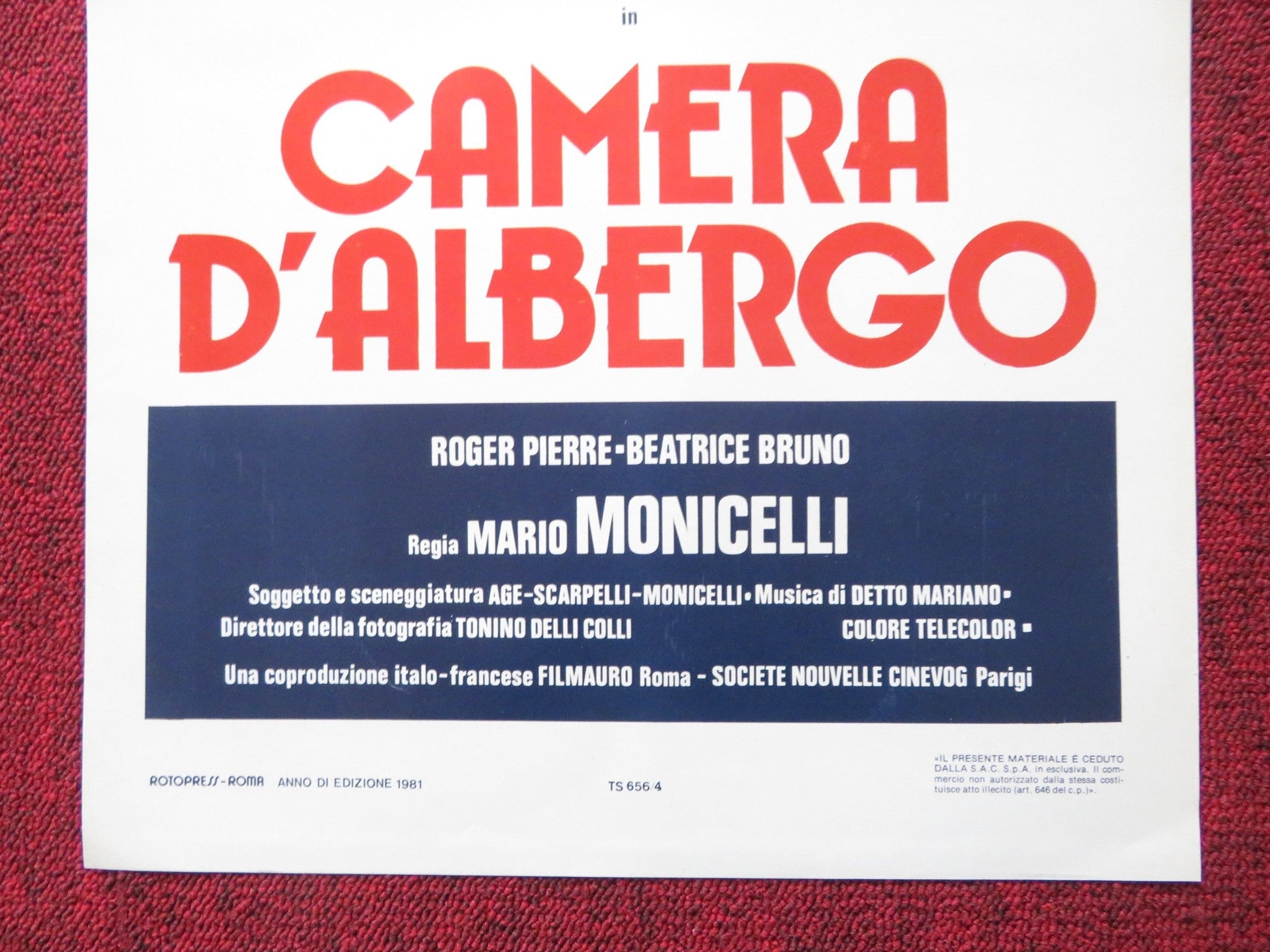 CAMERA D'ALBERGO ITALIAN LOCANDINA POSTER VITTORIO GASSMAN MONICA VITTI 1981 Rendezvous Cinema Movie posters