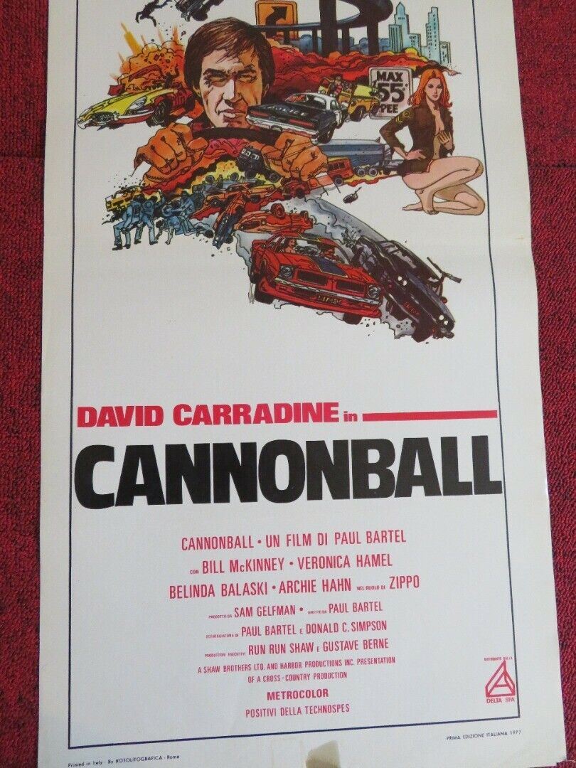 CANNONBALL ITALIAN LOCANDINA (27.5"x13") POSTER DAVID CARRADINE 1977 Movie posters