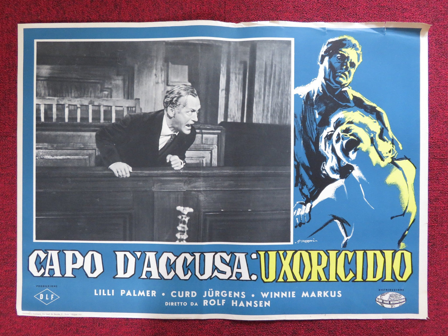 CAPO D'ACCUSA: UXORICIDIO ITALIAN FOTOBUSTA POSTER LILLI PALMER C. JURGENS 1957 Rendezvous Cinema Movie posters