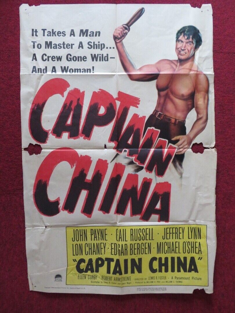 CAPTAIN CHINA FOLDED US ONE SHEET POSTER JOHN PAYNE GAIL RUSSELL 1949 Movie posters