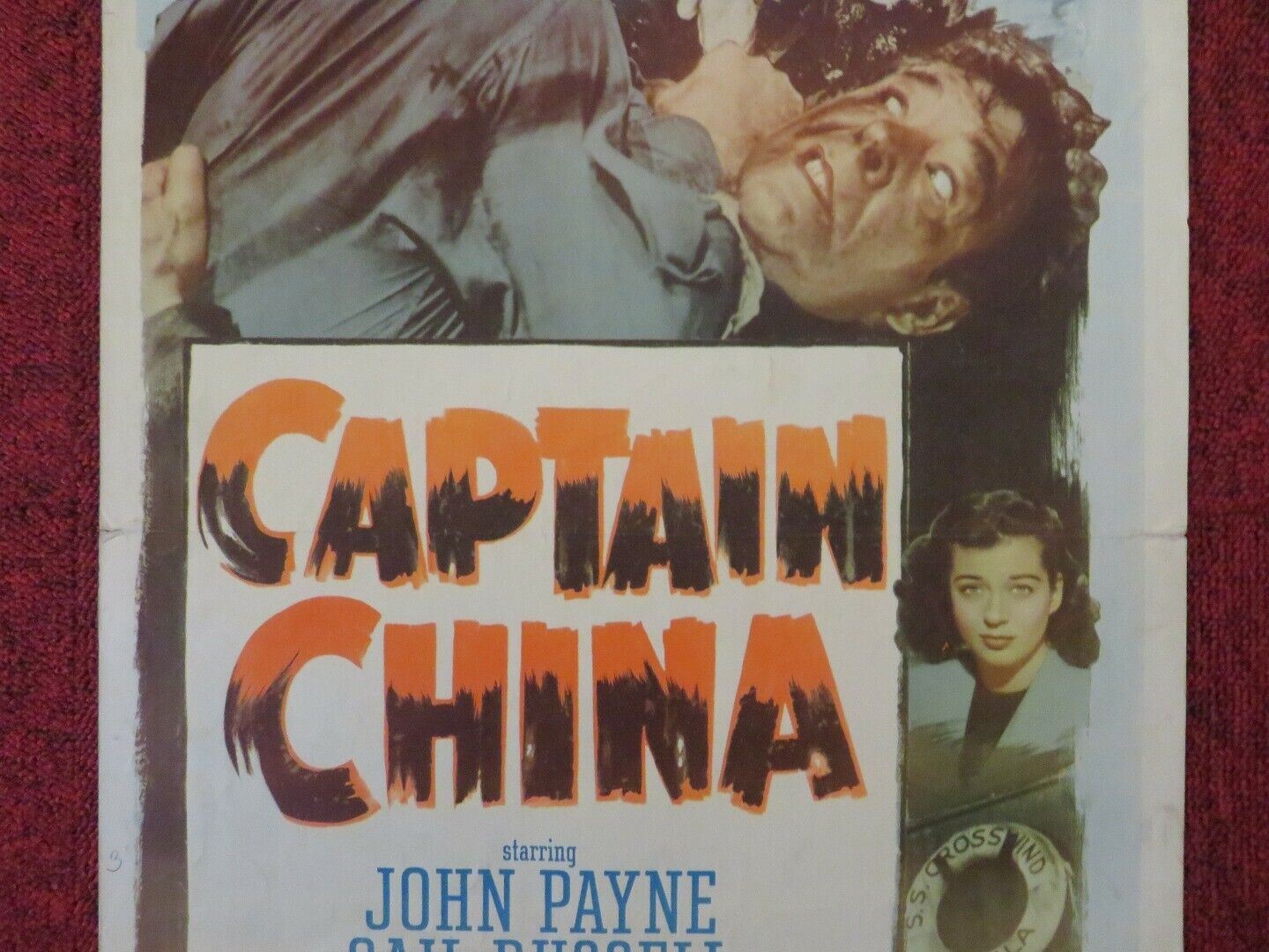 CAPTAIN CHINA US INSERT (14"x 36") POSTER JOHN PAYNE GAIL RUSSELL 1950 Movie posters