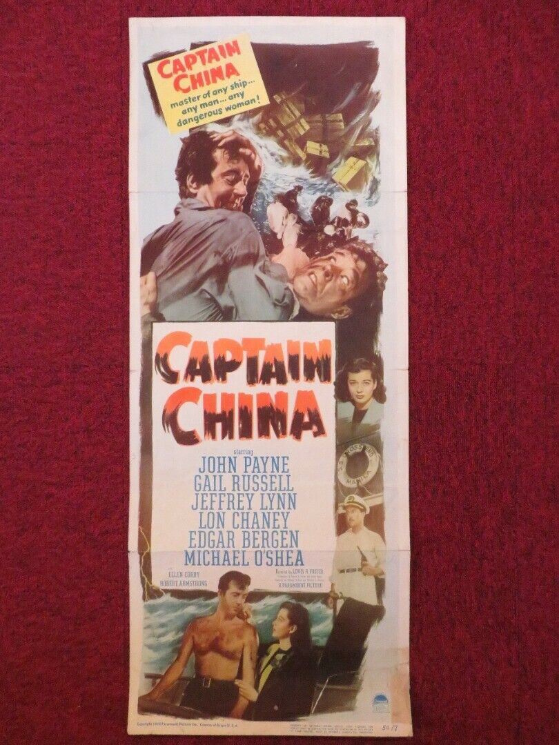 CAPTAIN CHINA US INSERT (14"x 36") POSTER JOHN PAYNE GAIL RUSSELL 1950 Movie posters