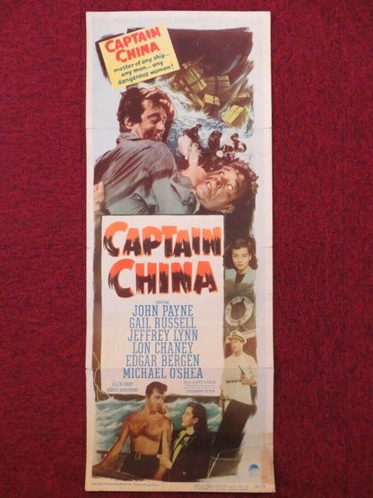 CAPTAIN CHINA US INSERT (14"x 36") POSTER JOHN PAYNE GAIL RUSSELL 1950 Movie posters