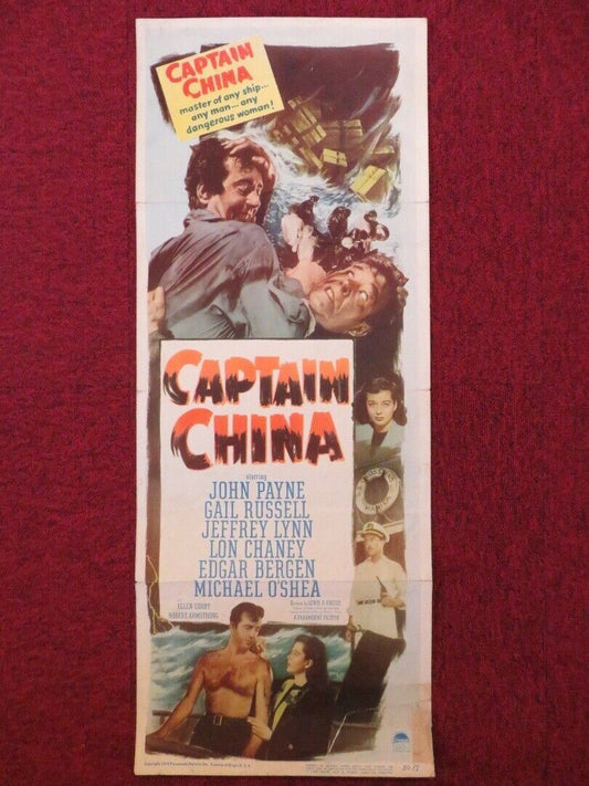 CAPTAIN CHINA US INSERT (14"x 36") POSTER JOHN PAYNE GAIL RUSSELL 1950 Movie posters