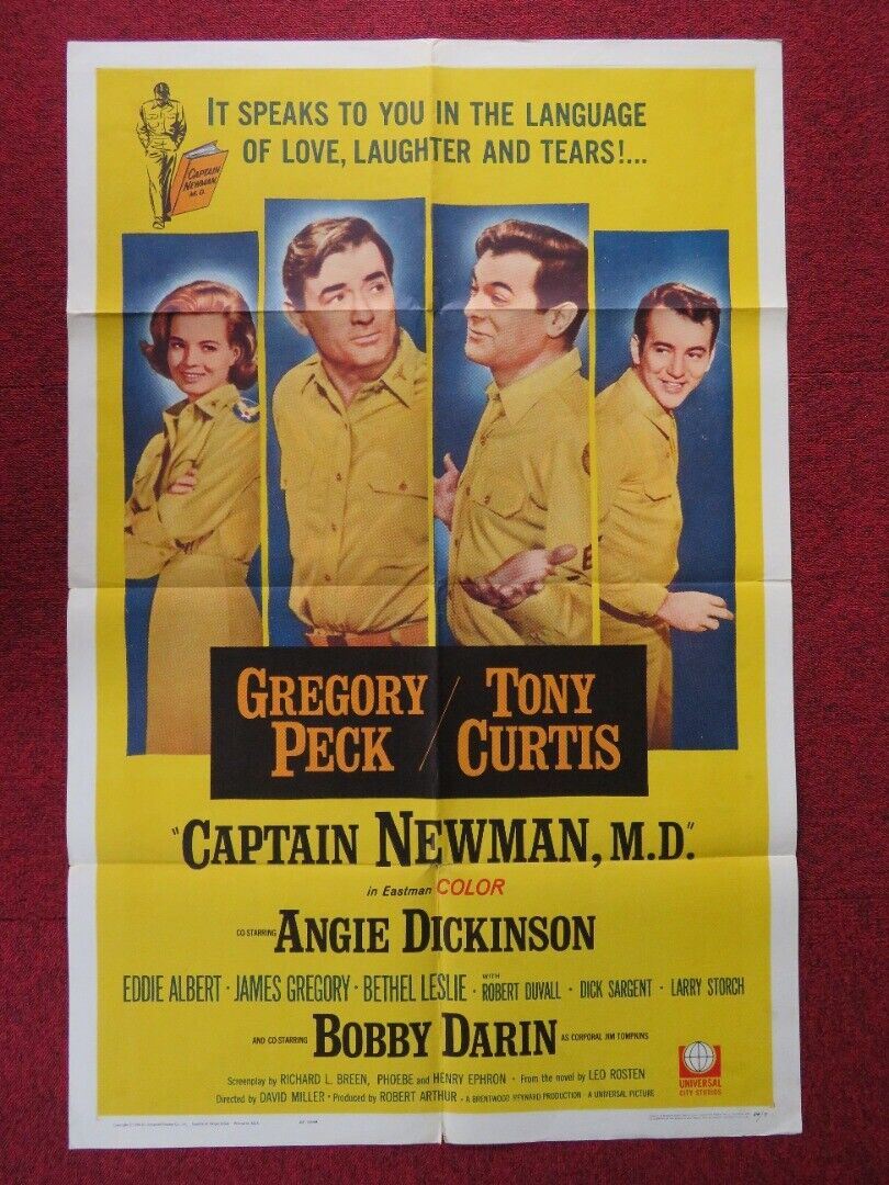 CAPTAIN NEWMAN, M.D. FOLDED US ONE SHEET POSTER GREGORY PECK TONY CURTIS 1964 Movie posters