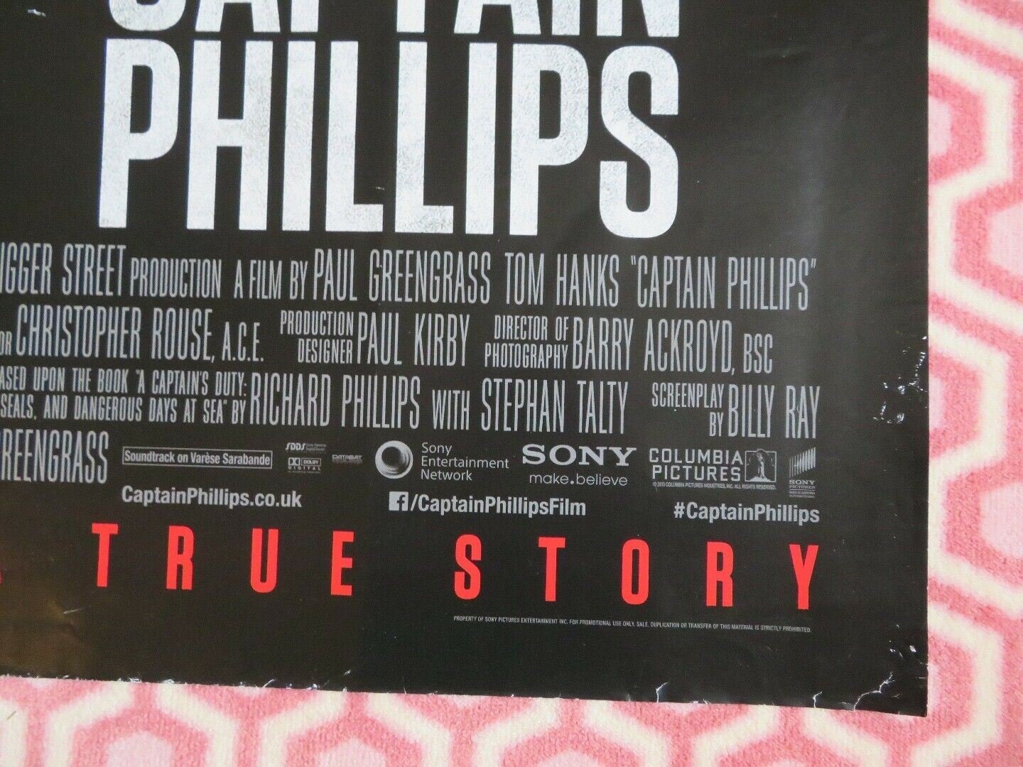 CAPTAIN PHILLIPS BRITISH QUAD (30"x 40")ROLLED POSTER TOM HANKS PAUL GREEN GRASS Rendezvous Cinema Movie posters