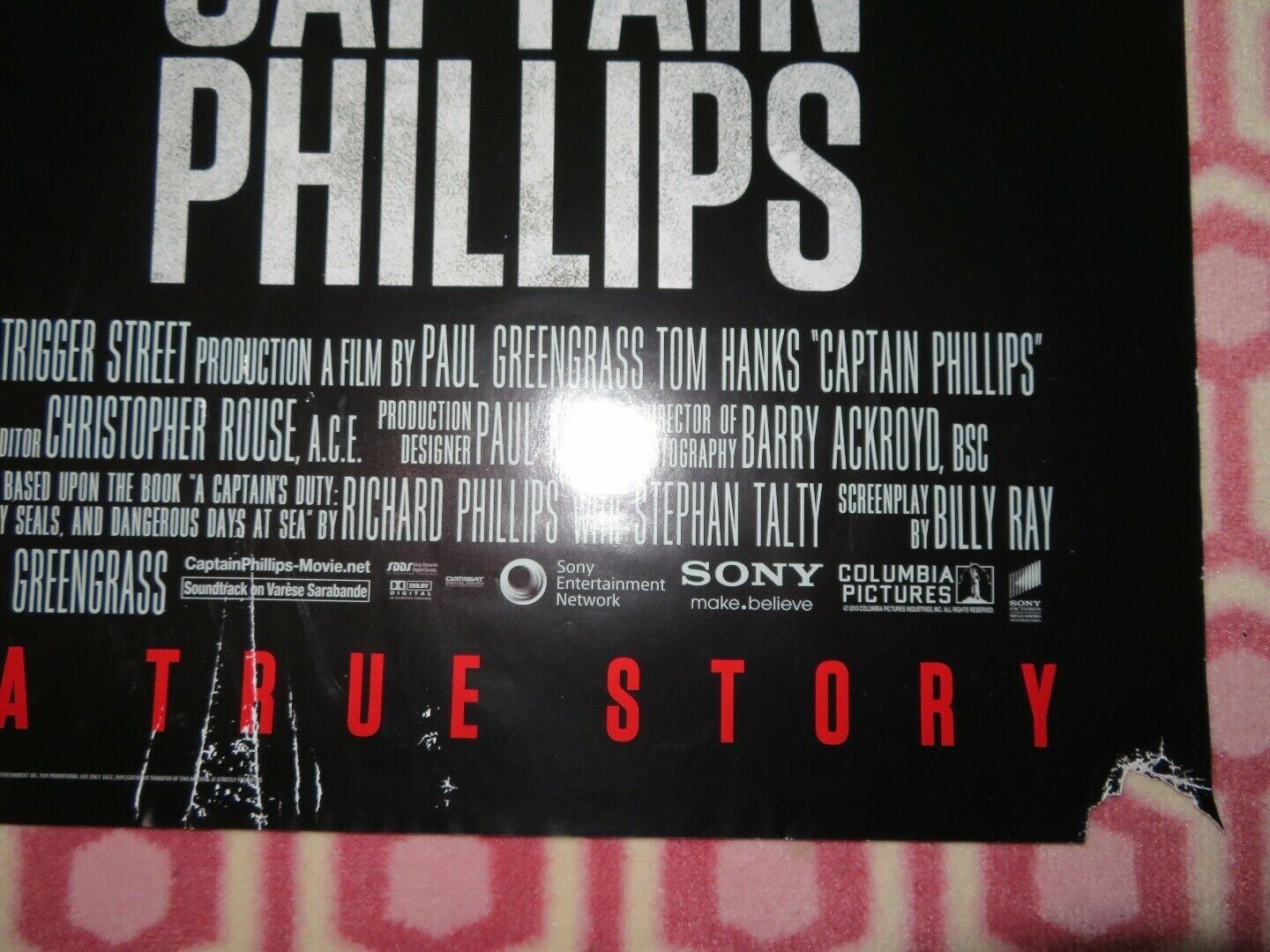 CAPTAIN PHILLIPS UK ONE SHEET (27"x 41") ROLLED POSTER TOM HANKS TRUE STORY 2013 Movie posters