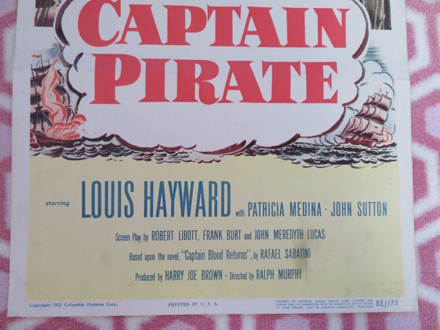 CAPTAIN PIRATE US INSERT (14"x 36") POSTER LOUIS HAYWARD 1952 - Rendezvous Cinema