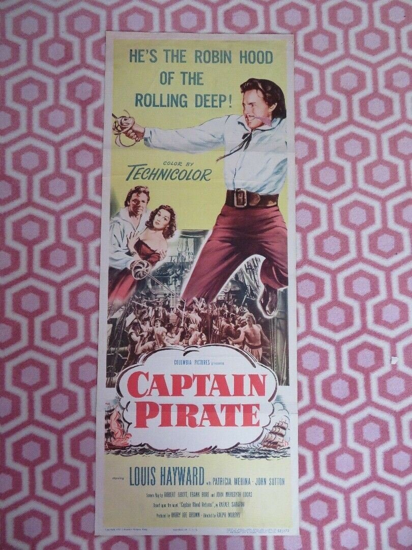CAPTAIN PIRATE US INSERT (14"x 36") POSTER LOUIS HAYWARD 1952 - Rendezvous Cinema