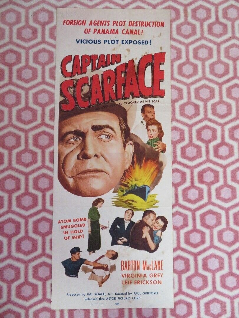 CAPTAIN SCARFACE US INSERT (14"x 36") POSTER BARTON MACLANE VIRGINIA GREY 1953 - Rendezvous Cinema