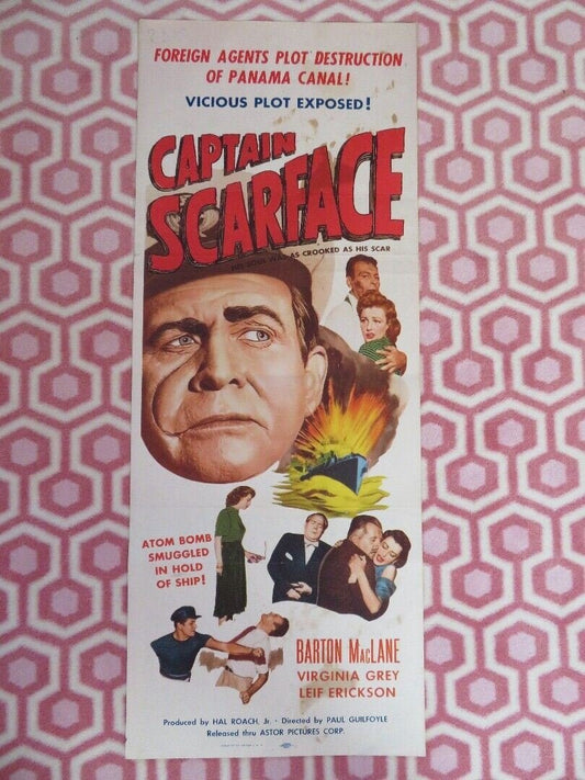 CAPTAIN SCARFACE US INSERT (14"x 36") POSTER BARTON MACLANE VIRGINIA GREY 1953 - Rendezvous Cinema