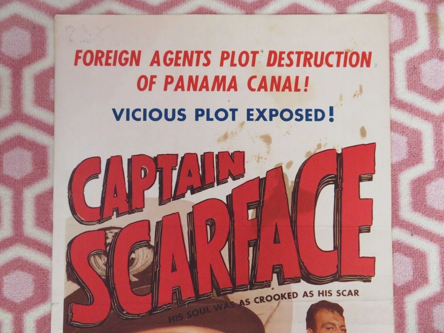 CAPTAIN SCARFACE US INSERT (14"x 36") POSTER BARTON MACLANE VIRGINIA GREY 1953 - Rendezvous Cinema