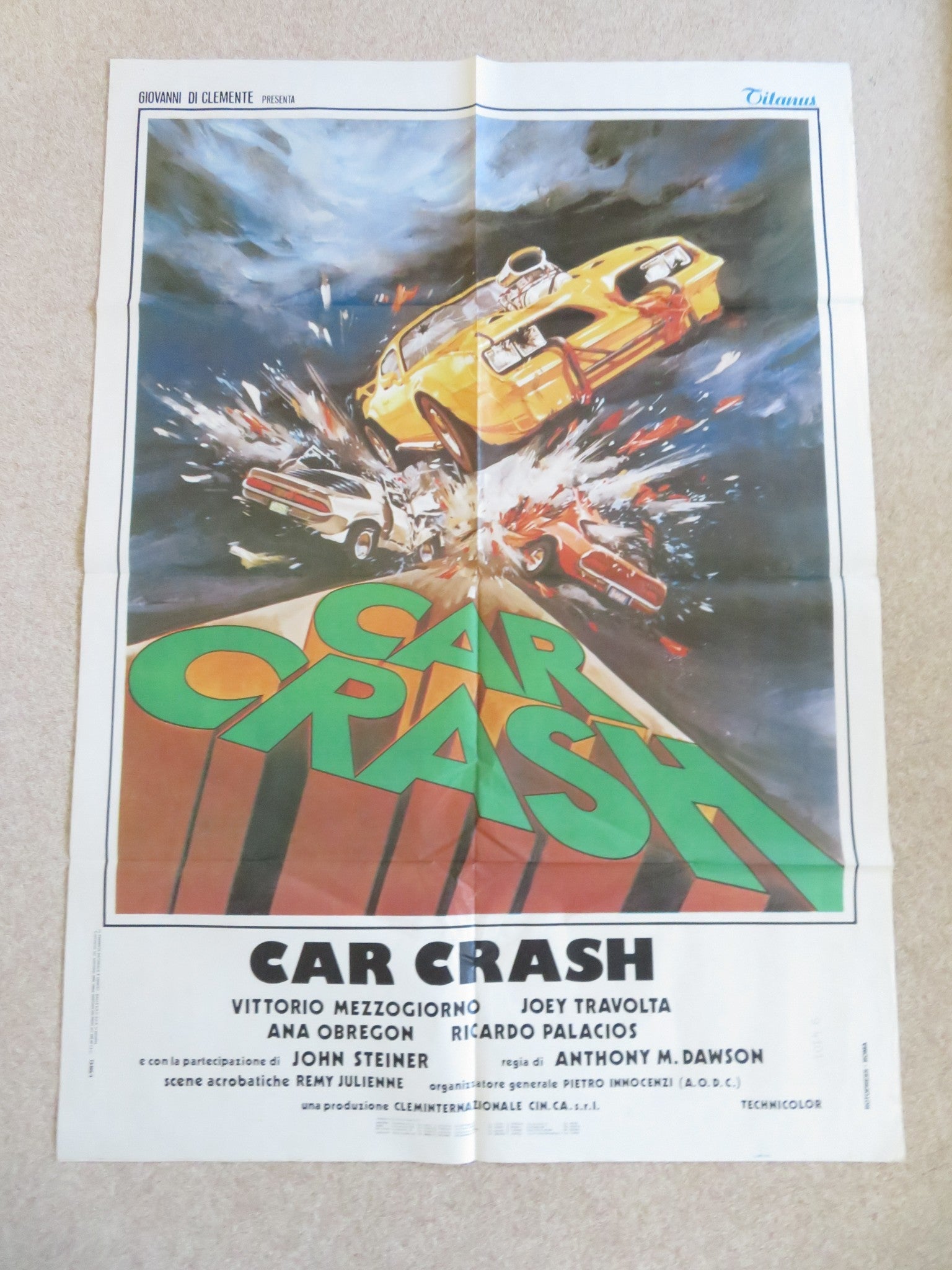 CAR CRASH ITALIAN 2 FOGLIO POSTER JOEY TRAVOLTA VITTORIO MEZZOGIORNO 1981 Rendezvous Cinema Movie posters