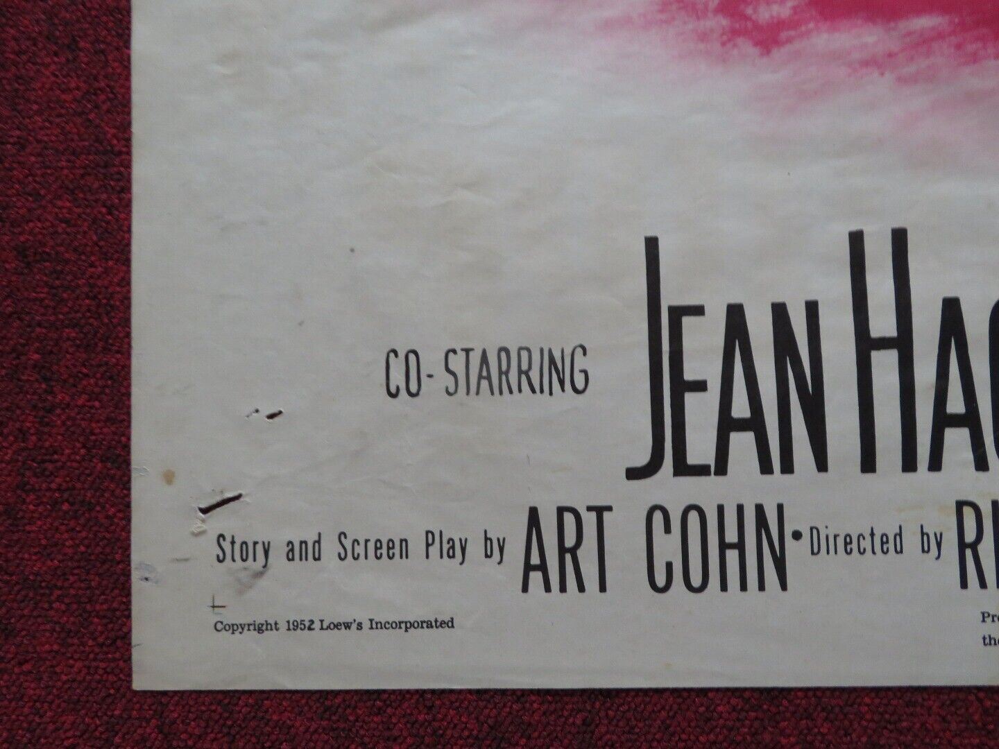 CARBINE WILLIAMS FOLDED US ONE SHEET POSTER JAMES STEWART JEAN HAGEN 1952 Movie posters