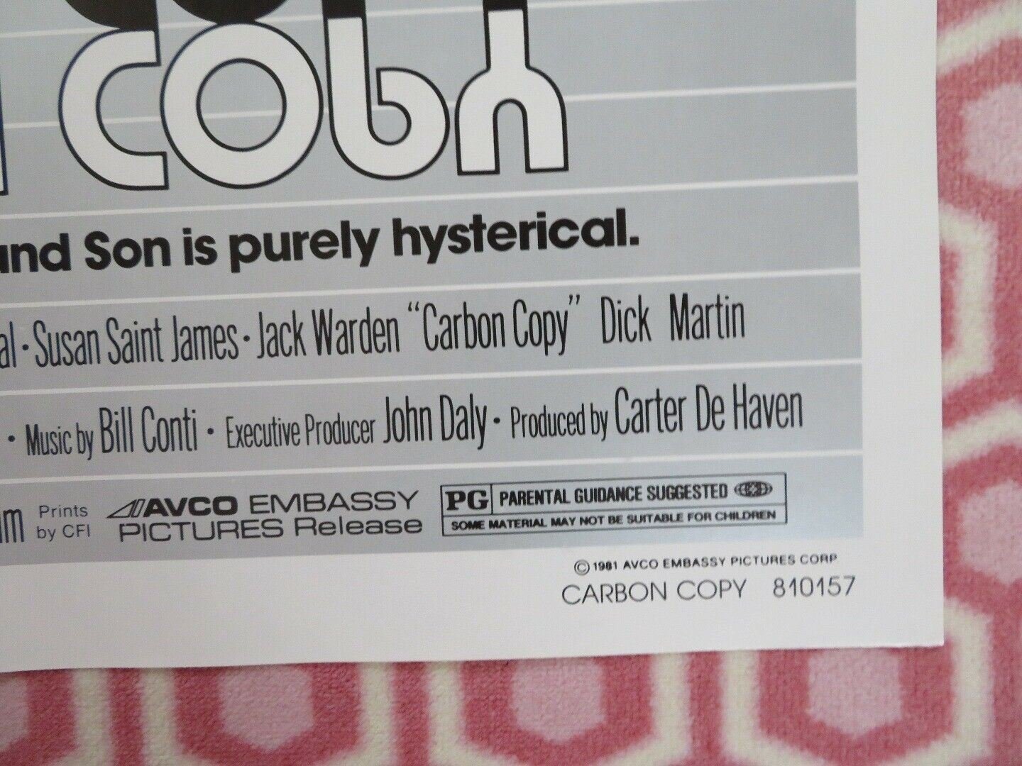 CARBON COPY FOLDED US ONE SHEET POSTER GEORGE SEGAL DENZIL WASHINGTON 1981 Movie posters