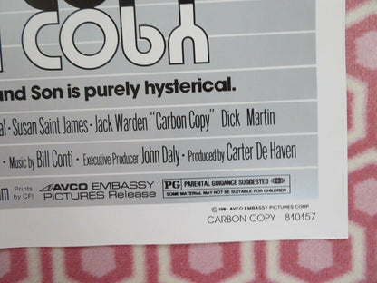 CARBON COPY FOLDED US ONE SHEET POSTER GEORGE SEGAL DENZIL WASHINGTON 1981 Movie posters