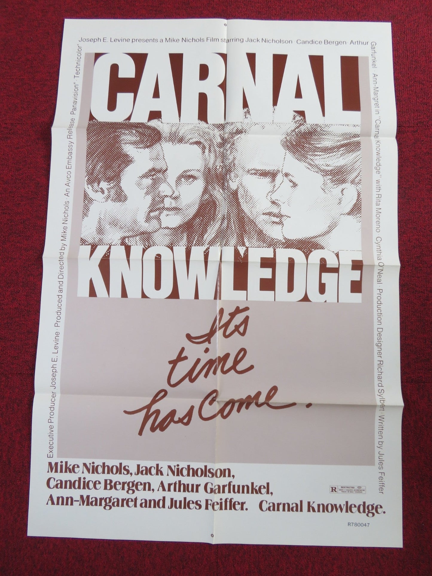 CARNAL KNOWLEDGE FOLDED US ONE SHEET POSTER JACK NICHOLSON CANDICE BERGEN 1971 Rendezvous Cinema Movie posters