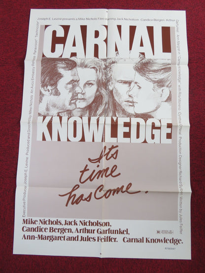 CARNAL KNOWLEDGE FOLDED US ONE SHEET POSTER JACK NICHOLSON CANDICE BERGEN 1971 Rendezvous Cinema Movie posters