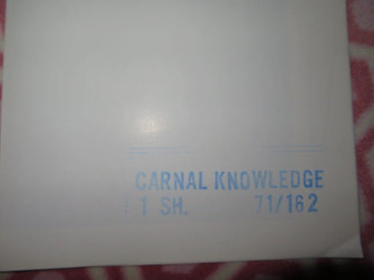 CARNAL KNOWLEDGE US ONE SHEET POSTER JACK NICHOLSON CANDICE BERGEN 1971 Movie posters