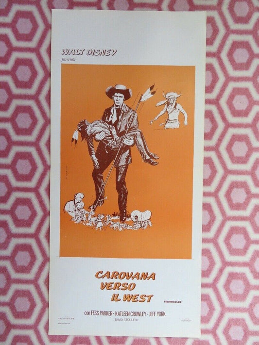 CAROVANA VERSO IL WEST ITALIAN LOCANDINA (27.5"x 13") POSTER DISNEY 1956 Movie posters