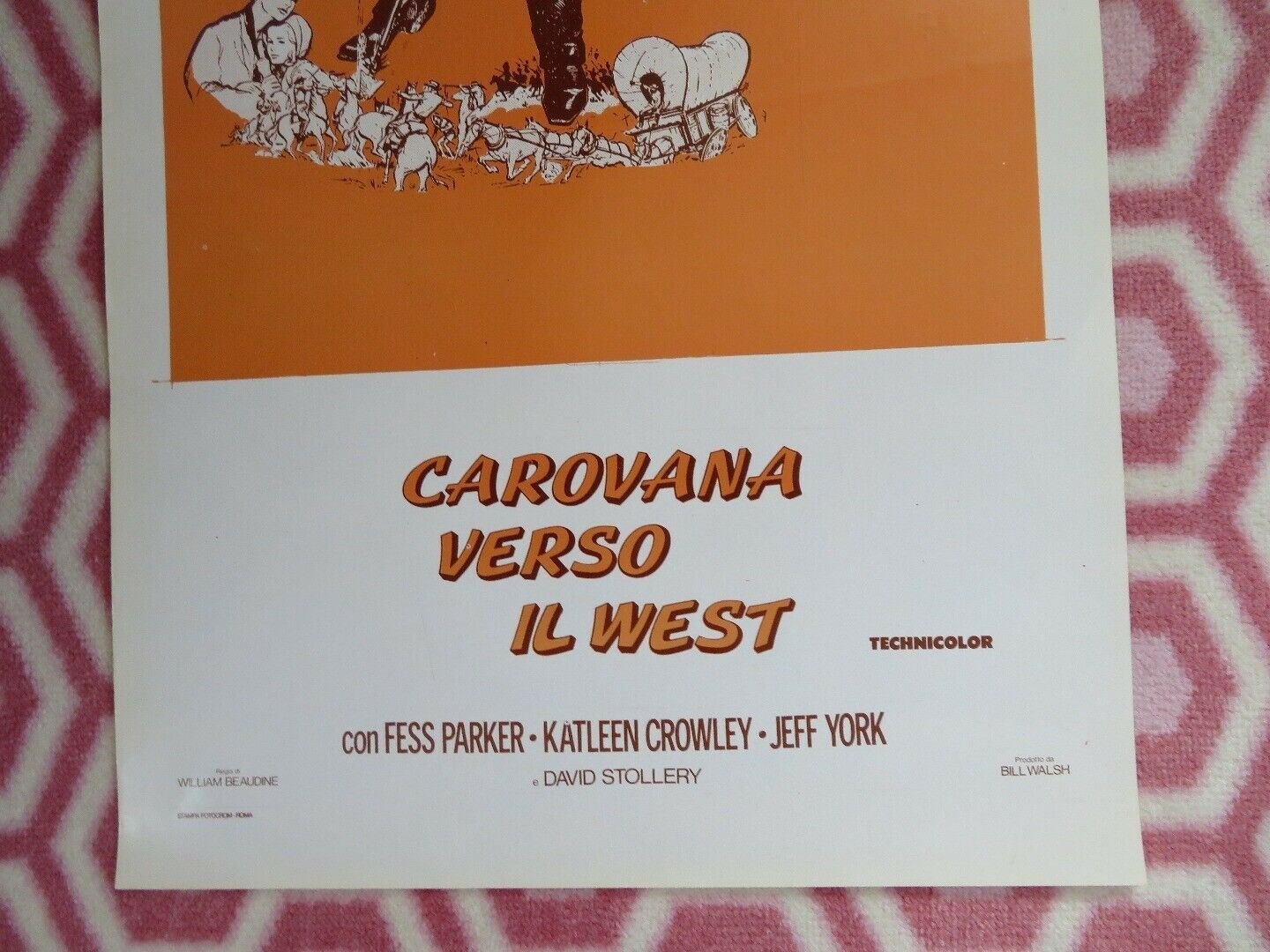 CAROVANA VERSO IL WEST ITALIAN LOCANDINA (27.5"x 13") POSTER DISNEY 1956 Movie posters