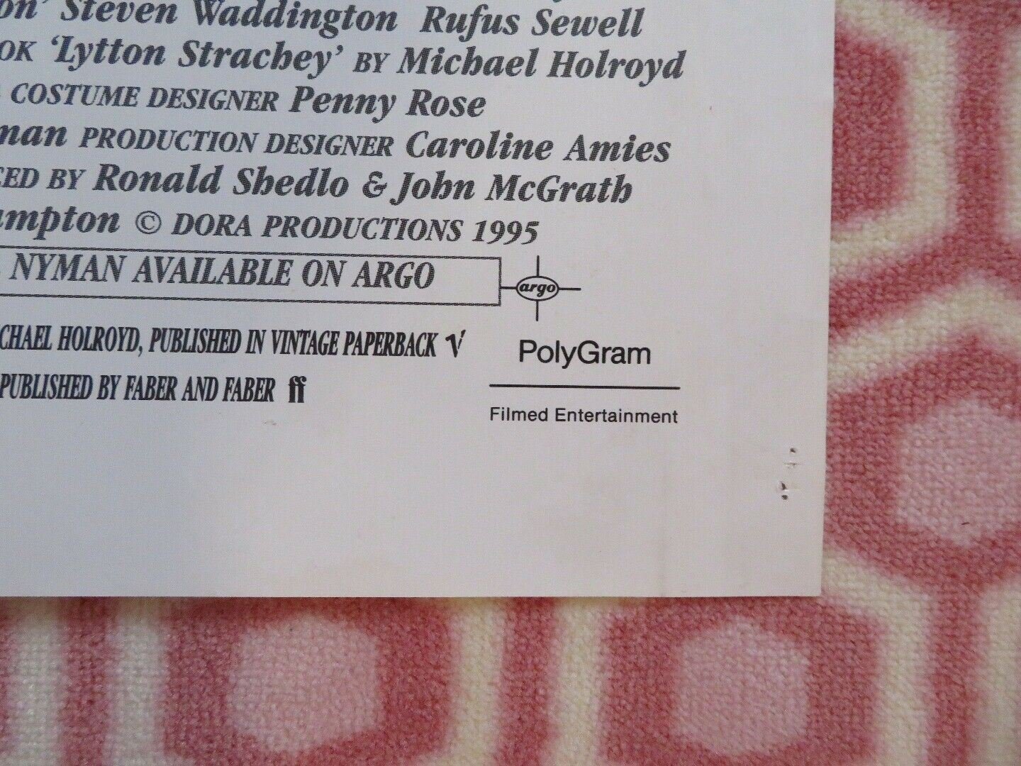 CARRINGTON BRITISH QUAD (30" x 40") POSTER EMMA THOMPSON JONATHAN PRYCE 1995 Movie posters