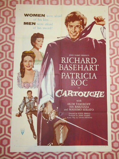 CARTOUCHE FOLDED US ONE SHEET POSTER RICHARD BASEHART PATRICIA ROC 1955 Movie posters
