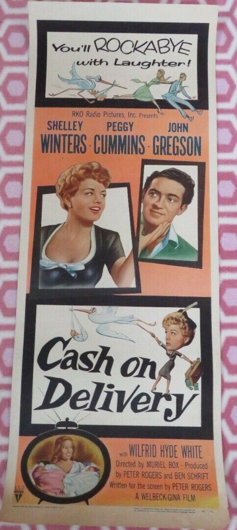 CASH ON DELIVERY US INSERT (14"x 36") POSTER SHELLEY WINTERS PEGGY CUMMINS 1954 Movie posters
