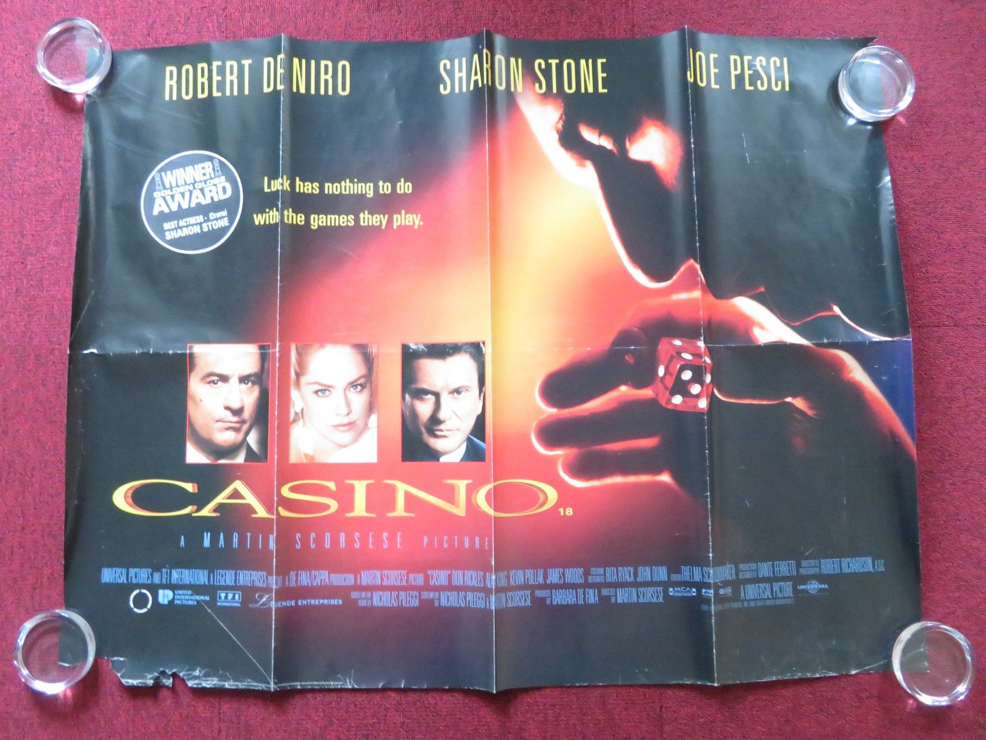 CASINO UK QUAD (30"x 40") ROLLED POSTER ROBERT DE NIRO SHARON STONE 1995 Rendezvous Cinema Movie posters