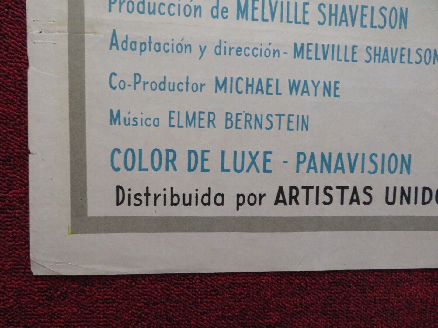 CAST A GIANT SHADOW FOLDED ARGENTINA ONE SHEET POSTER KIRK DOUGLAS YUL BRYNNER Movie posters