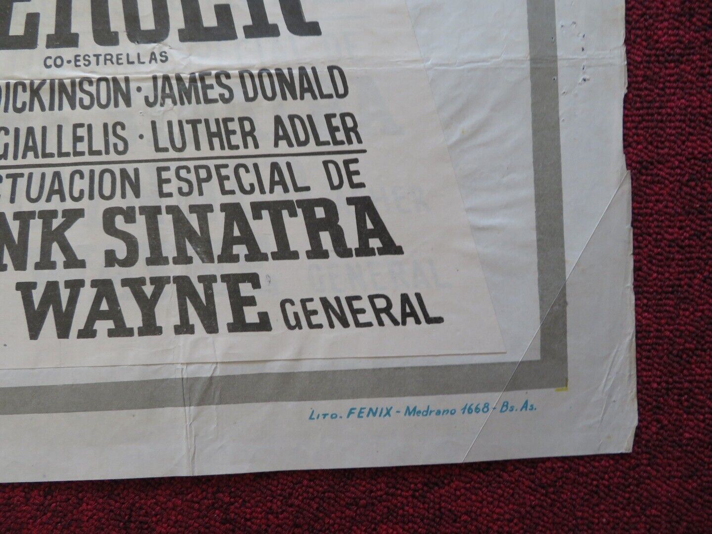 CAST A GIANT SHADOW FOLDED ARGENTINA ONE SHEET POSTER KIRK DOUGLAS YUL BRYNNER Movie posters