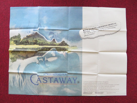 CASTAWAY UK QUAD POSTER FOLDED CANNON OLIVER REED AMANDA DONOHOE 1986 Rendezvous Cinema Movie posters