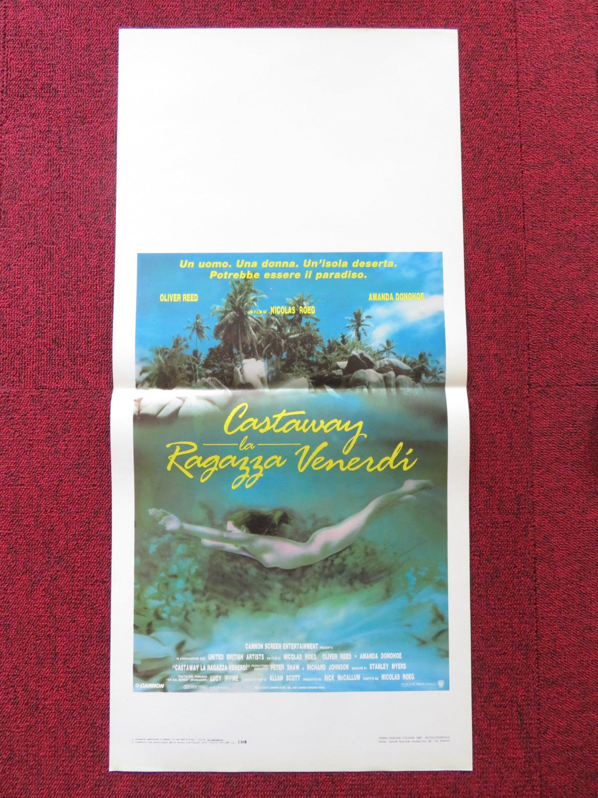 CASTAWAY VENERDI ITALIAN LOCANDINA POSTER CANNON OLIVER REED 1986 Rendezvous Cinema Movie posters