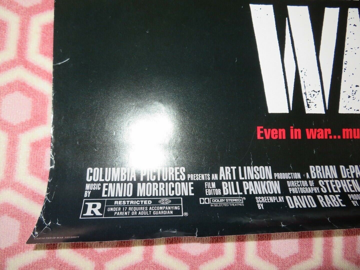 CASUALTIES OF WAR ONE SHEET ROLLED POSTER FOX PENN 1989 Movie posters