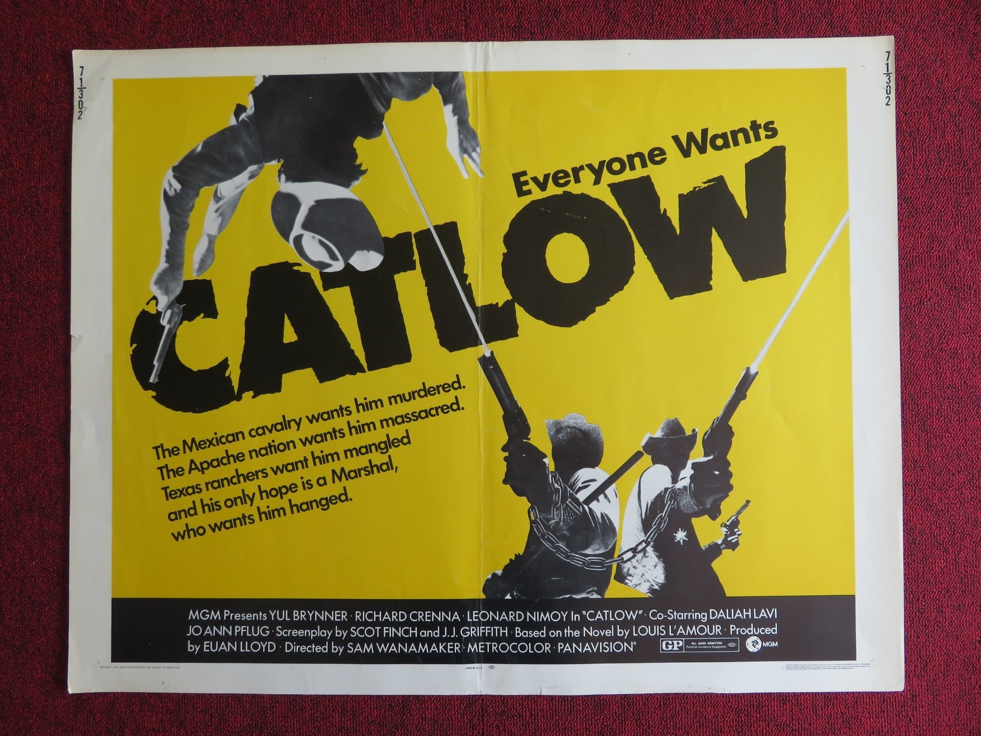 CATLOW US HALF SHEET (22"x 28") POSTER YUL BRYNNER RICHARD CRENNA 1971 Rendezvous Cinema Movie posters
