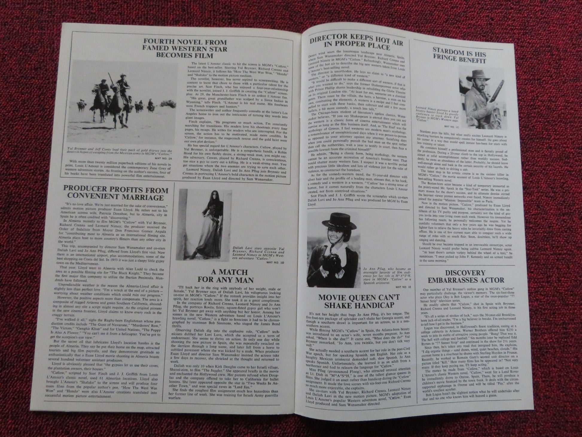 CATLOW US PRESSBOOK SUPPLEMENT - UNCUT YUL BRYNNER RICHARD CRENNA 1971 Rendezvous Cinema Movie posters