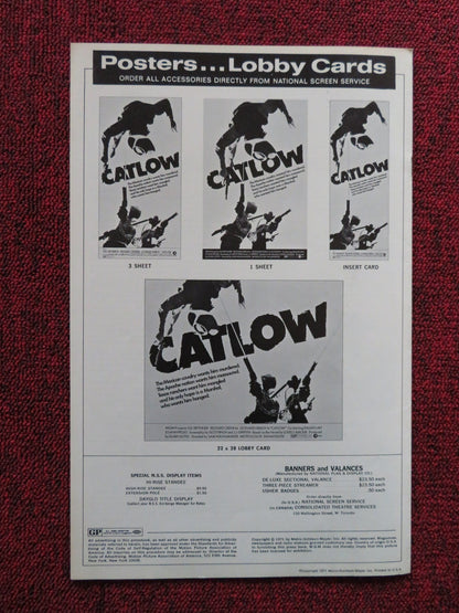 CATLOW US PRESSBOOK SUPPLEMENT - UNCUT YUL BRYNNER RICHARD CRENNA 1971 Rendezvous Cinema Movie posters