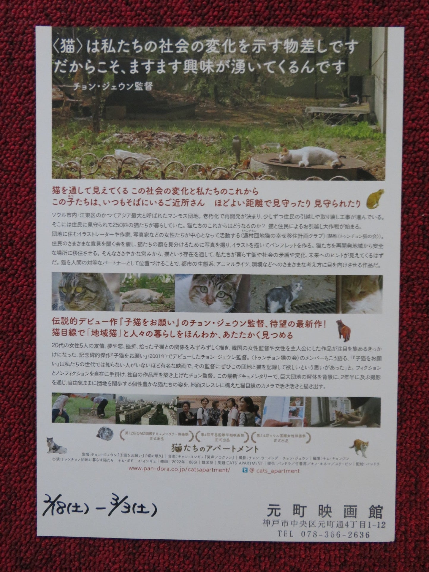 CAT'S APARTMENT JAPANESE CHIRASHI (B5) POSTER JUNG JAE EUN 2022 Rendezvous Cinema Movie posters