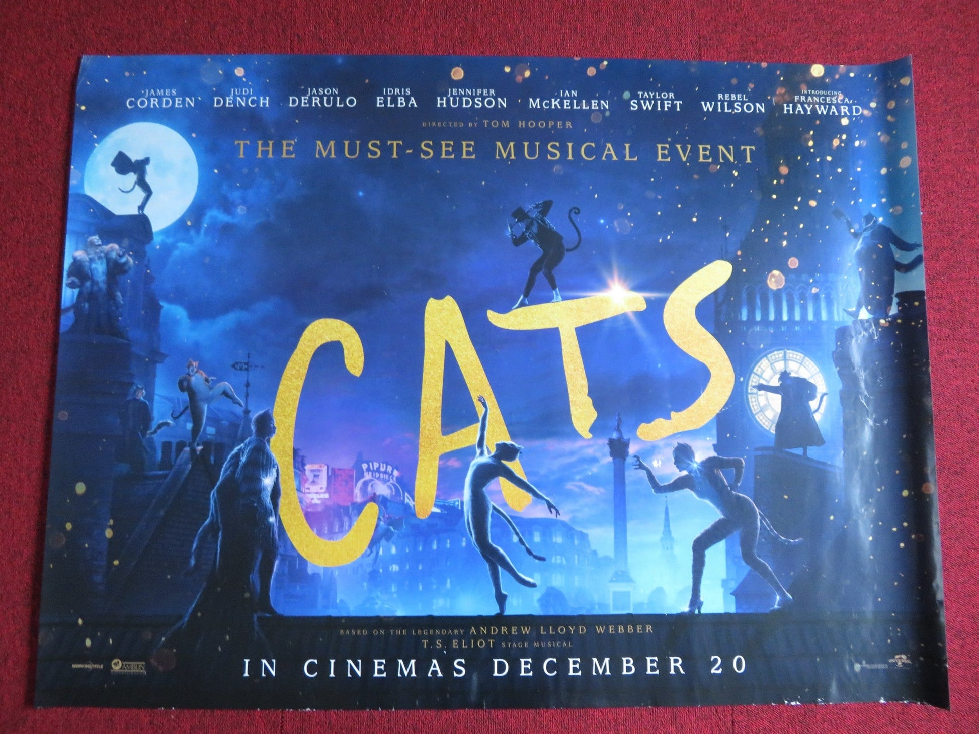 CATS UK QUAD (30"x 40") ROLLED POSTER TOM HOPPER JUDI DENCH 2019 Rendezvous Cinema Movie posters