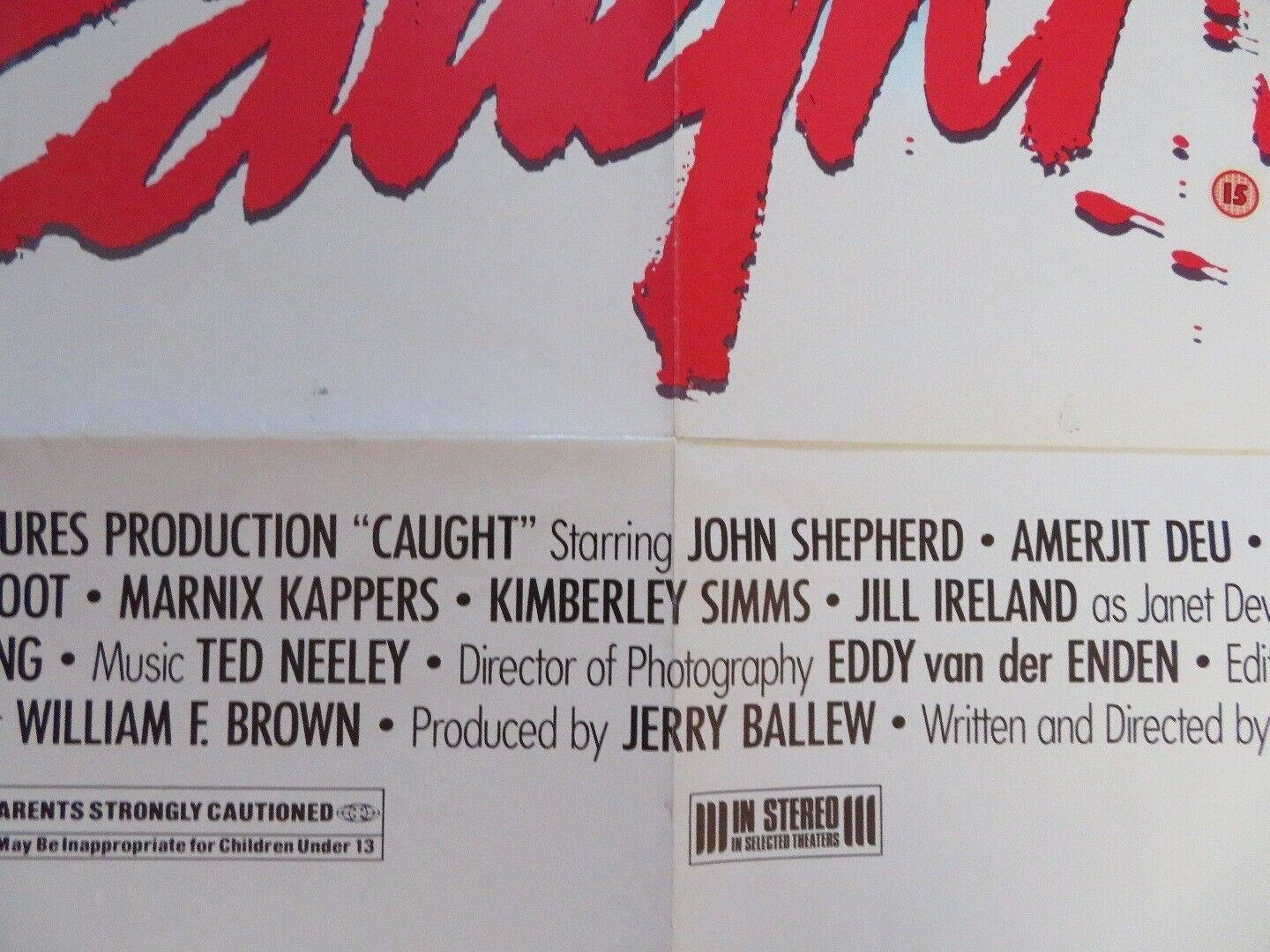 CAUGHT US ONE SHEET POSTER JOHN SHEPHERD 1987 Movie posters
