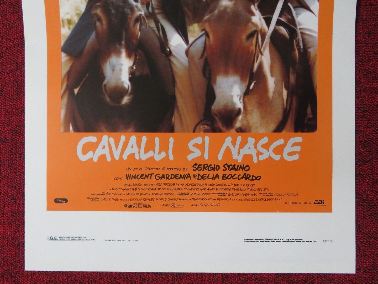 CAVALLI SI NASCE ITALIAN LOCANDINA (27.5"x13") POSTER PIETRA MONTECORVINO 1989 Movie posters