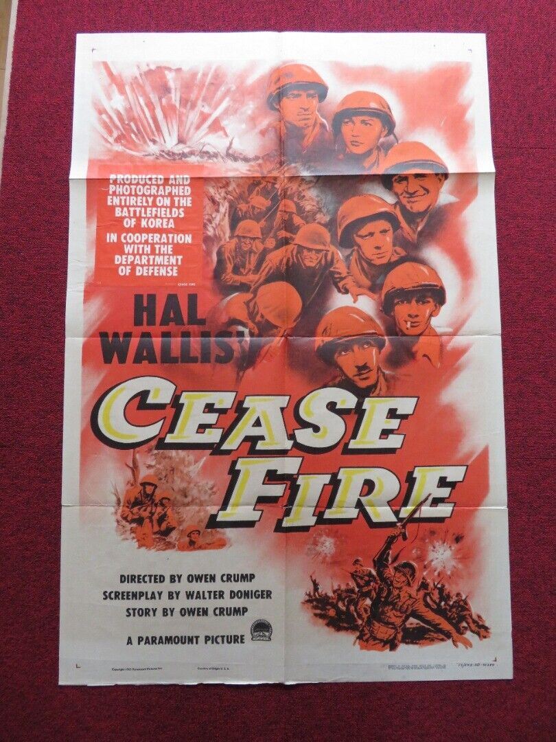 CEASE FIRE! FOLDED US ONE SHEET POSTER ROY THOMPSON JR. HENRY GOSZKOWSKI 1953 - Rendezvous Cinema