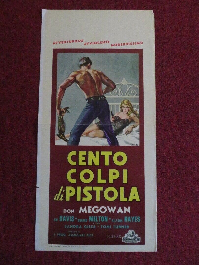 CENTO COLPI DI PISTOLA ITALIAN LOCANDINA (27.5"x13.5") POSTER JIM DAVIS 1960 Movie posters