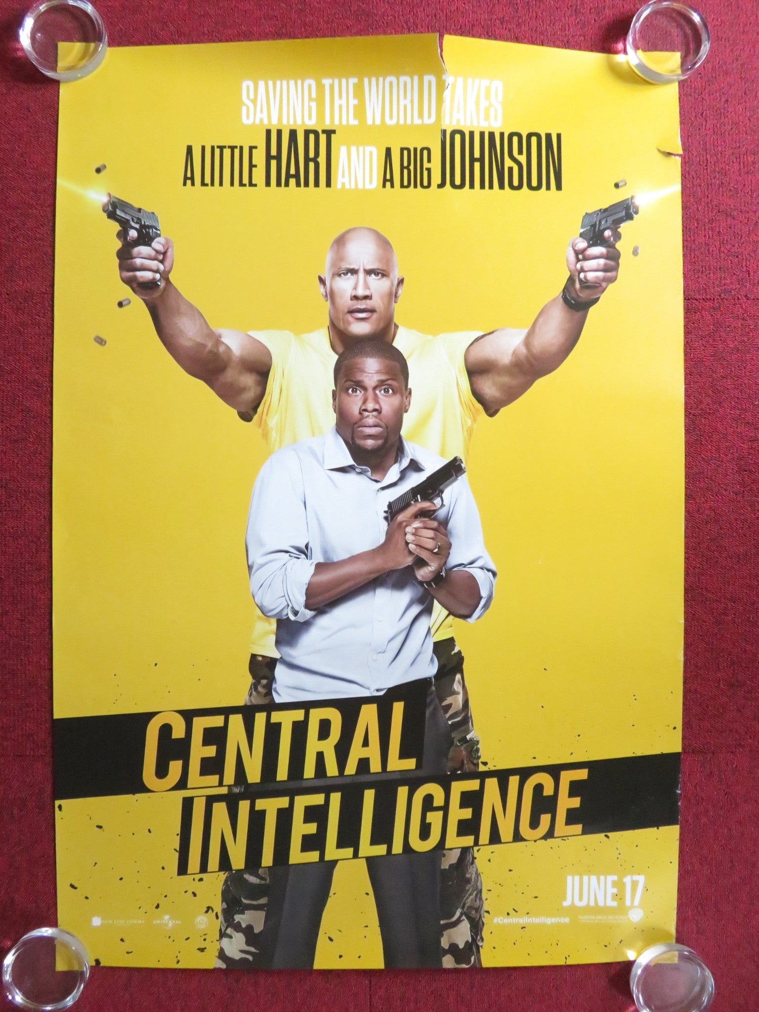 CENTRAL INTELLIGENCE US ONE SHEET ROLLED POSTER DWAYNE JOHNSON KEVIN HART 2016 Rendezvous Cinema Movie posters