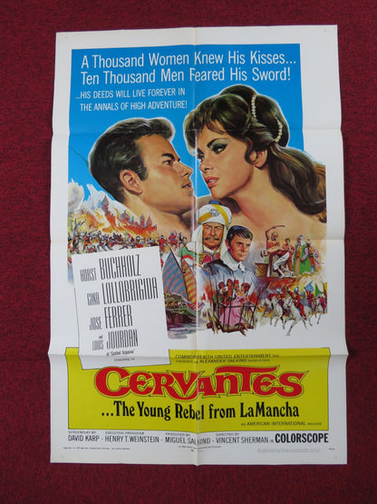 CERVANTES FOLDED US ONE SHEET POSTER HORST BUCHHOLZ GINA LOLLOBRIGIDA 1968 Rendezvous Cinema Movie posters